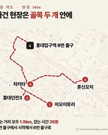 홍대 방탈출 뒤풀이 동선 지도