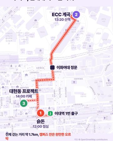 이대 테토 선배 밥약 동선 지도